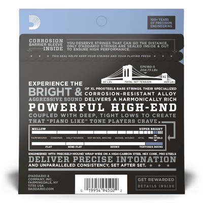 D'ADDARIO EPS165-5 XL PROSTEELS (45-135) струни для бас-гітари